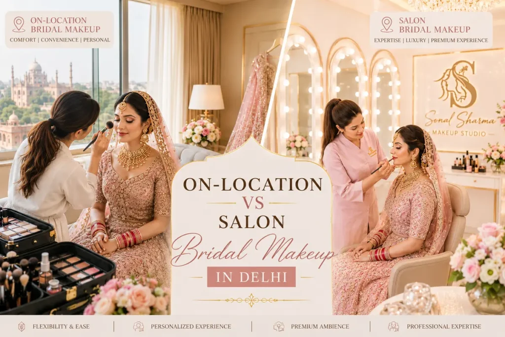 On-Location Bridal Makeup in Delhi vs Salon Makeup